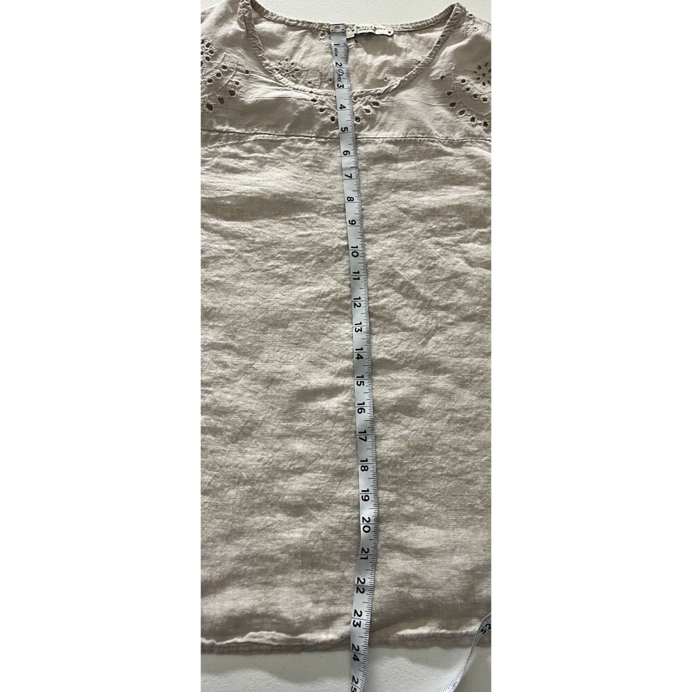 Francesca Bettini Womens Linen Blouse Medium Lagenlook Minimalist Eyelet Italy - Picture 6 of 10
